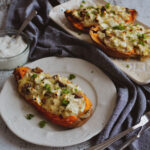 Sajtkrémes gombával töltött édesburgonya